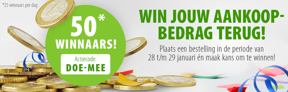 Win jouw aankoopbedrag terug!