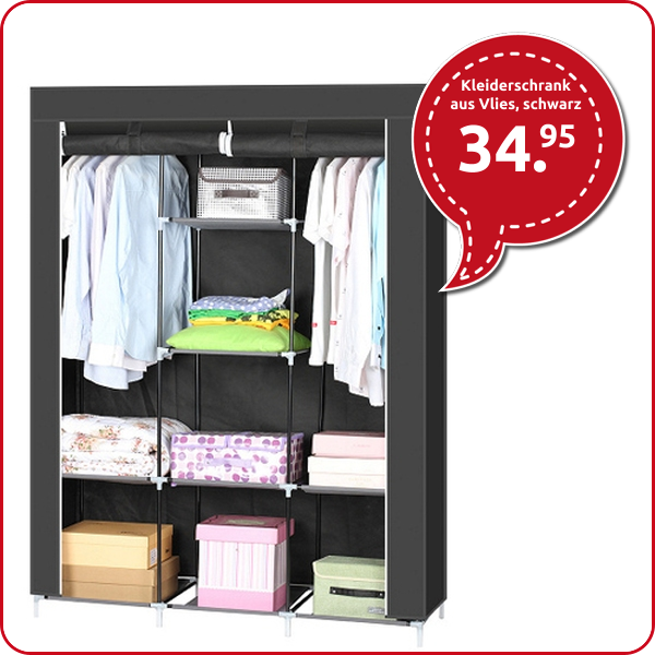 Kleiderschrank aus Vlies, schwarz