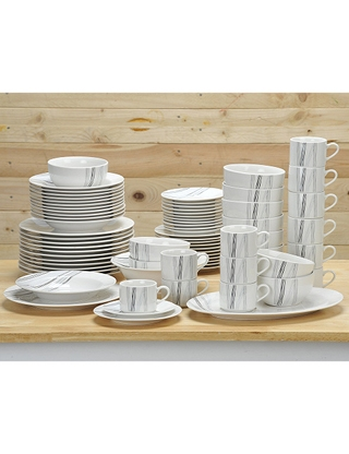 Tafelservice «Schwarz und Grau», 74 Stück