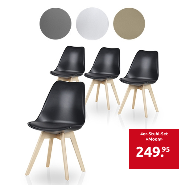 4er-Stuhl-Set «Moon», schwarz