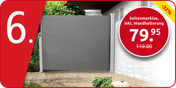 Seitenmarkise anthrazit, inkl. Wandhalterung