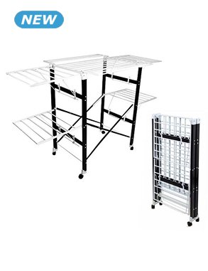 Wäscheständer, 2-stufig, klappbar & auf Rädern