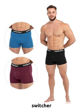 switcher Boxer, 3er-Pack, blau + schwarz + rot