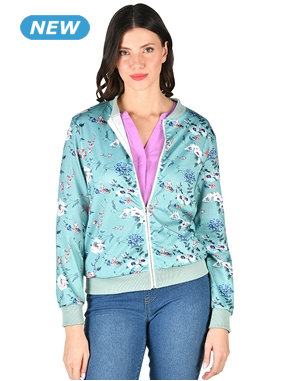 Jacke im Bomberstyle, grün bedruckt