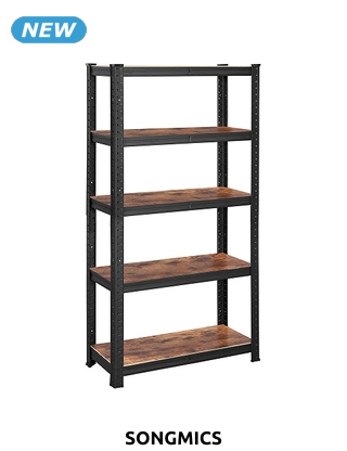 SONGMICS Regal «Shelby», B 75 x H 150 x T 30 cm, braun/schwarz