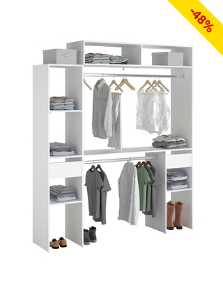 Kleiderschrank Dressing «Hiver», ausziehbar B 140-180 x H 203 x T 40 cm, weiss