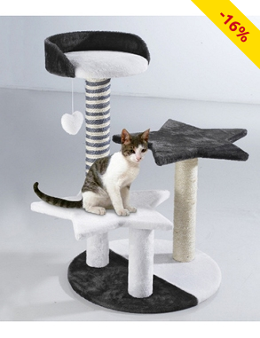 Kratzbaum «Star» mit kuscheligem Plüsch-Katzenbett