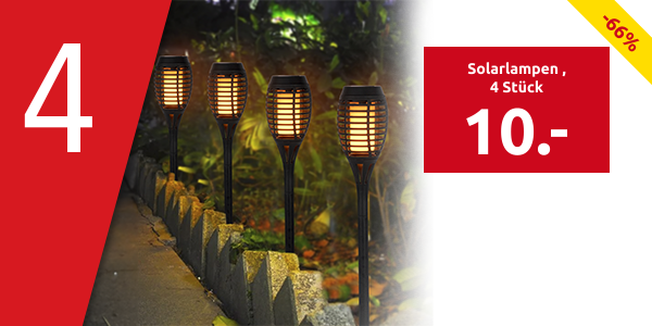 Solarlampen «Flambo», 4 Stück, mit abnehmbarem Erdspiess