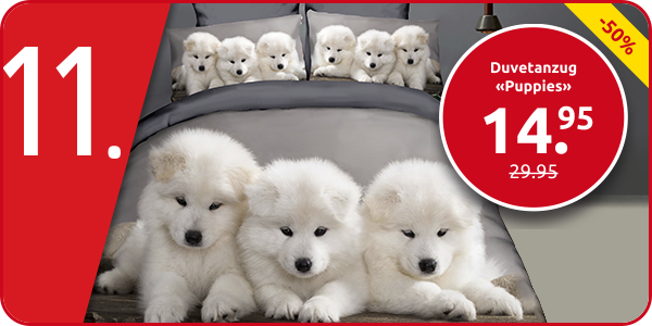 Duvetanzug «Puppies» 160 x 210 cm + Pfulmenanzug 65 x 100 cm