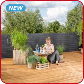 Sichtschutzhecke Bamboo aus PVC, grau