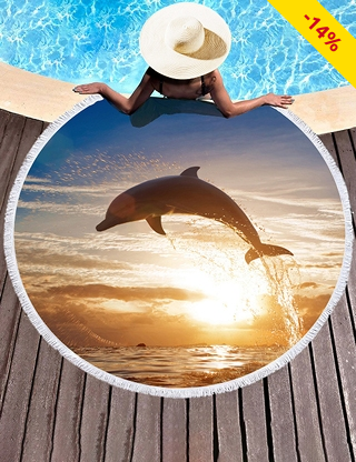 Strandtuch, rund, Ø 150 cm, «Delfin»