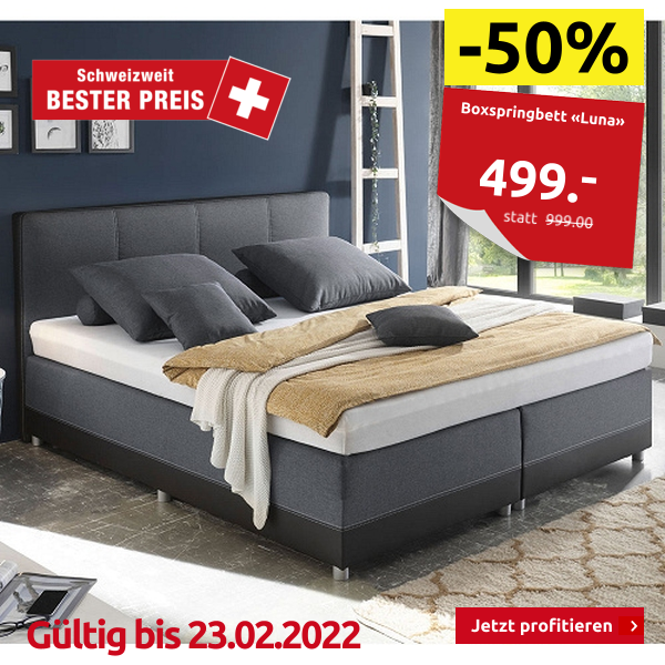 Boxspringbett «Luna», 140 x 200 cm