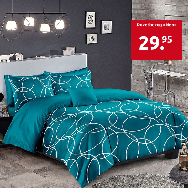 Duvetbezug «Neo» 160 x 210 cm + Pfulmenbezug 65 x 100 cm, blau