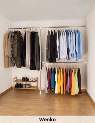 WENKO Ausziehbarer Kleiderständer, silberfarben/weiss