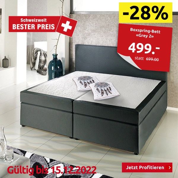 Boxspring-Bett «Grey 2», feste Matratze, 160 x 200 cm, anthrazit