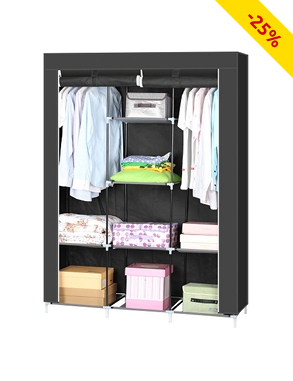 Kleiderschrank aus Vlies, schwarz