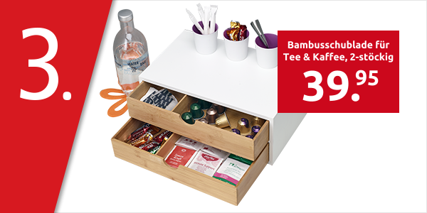 Bambusschublade für Tee & Kaffee, 2-stöckig