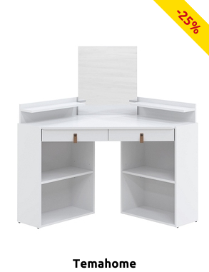 TEMAHOME Eck-Schminktisch, B 90 x H 127,8 x T 90 cm, Dekor weiss