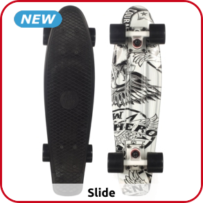 Slide Skateboard «Hero», schwarz/weiss