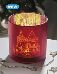 Windlicht, Ø 15 x H 15 cm, rot