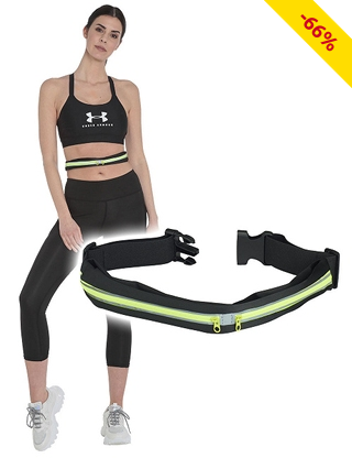 Gürteltasche mit Zip, schwarz/grün