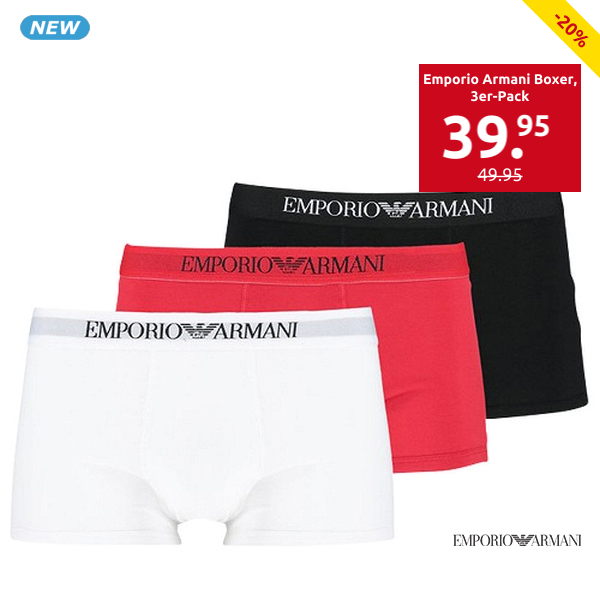 Emporio Armani Boxer, 3er-Pack, schwarz/weiss/rot
