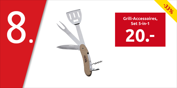 Grill-Accessoires, Set 5-in-1, «Sackmesser-Stil»