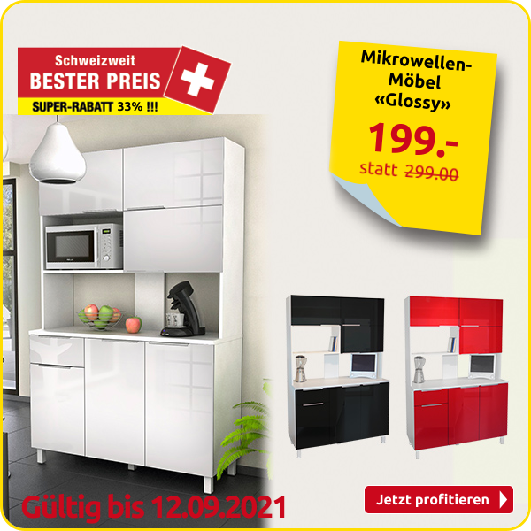 Mikrowellen-Möbel «Glossy» mit 6 Schranktüren, schwarz