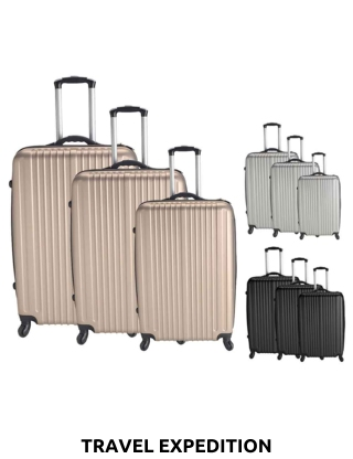 TRAVEL EXPEDITION Kofferset «Locarno», 3-teilig, H 57/67/77 cm, light, champagne