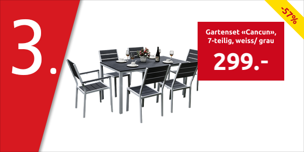Gartenset «Cancun», 7-teilig, weiss/ grau