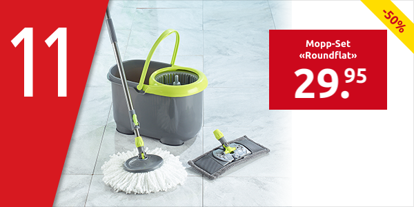 Mopp-Set «Roundflat» mit doppeltem Schleudersystem