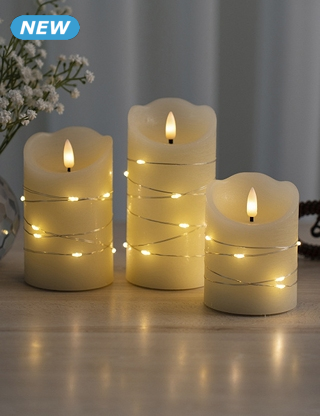 LED-Kerzen aus Kunst-Wachs, Set, 3 Stück