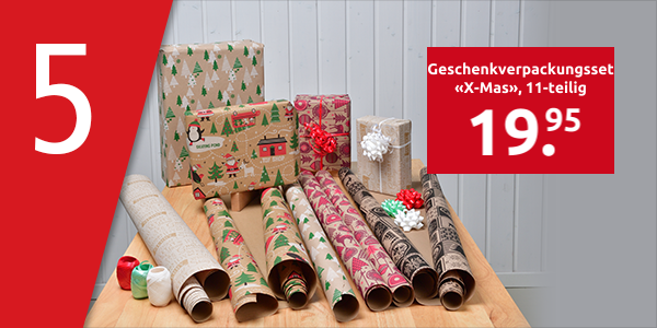 Geschenkverpackungsset «X-Mas», 11-teilig