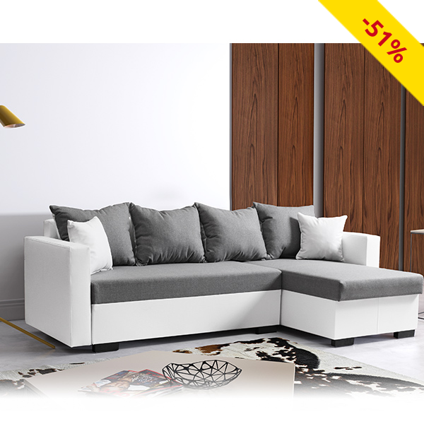 Ecksofa «Marty», weiss/grau