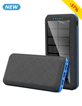 Solar-Powerbank, mit 5 USB Anschlüssen, 20'000 mAh