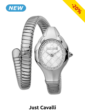 Just Cavalli Damenuhr mit Wickelarmband, silberfarben