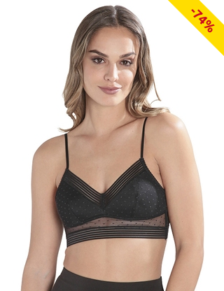 BH aus gepunkteter Spitze mit elastischen Streifen, schwarz