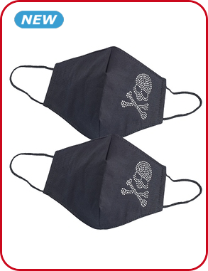 Mund-Nasen-Schutz aus Stoff «Totenkopf», 2er-Set