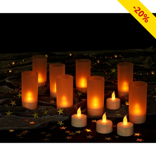 LED-Kerzen mit Ladegerät, 12 Stück
