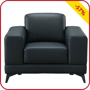 Leder-Sessel «Tiena» B 103 cm, schwarz