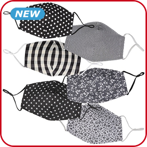 Mund-Nasen-Schutz aus Stoff, 6-er Set, schwarz & weiss