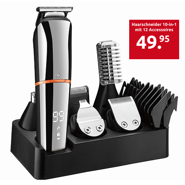 Haarschneider 10-in-1 mit 12 Accessoires und Halterung