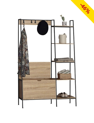 Garderobe «Gamma», asymmetrisches Design, B 105 x H 160 x T 35 cm, Dekor holz