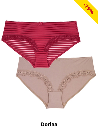 Slip im 2er-Pack von Dorina, grau/ rot