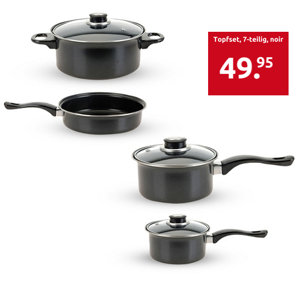Topfset, 7-teilig, noir