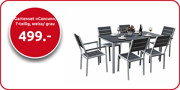 Gartenset «Cancun», 7-teilig, weiss/ grau