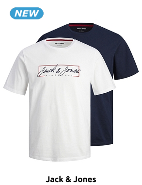 JACK&JONES T-Shirts, 2er-Pack, weiss/marine, runder Ausschnitt