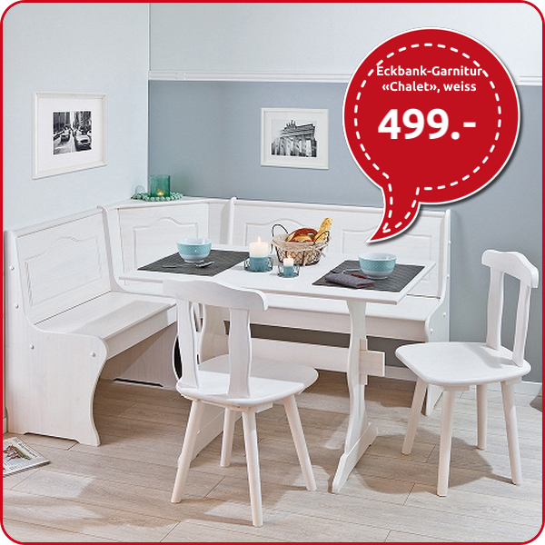 Eckbank-Garnitur «Chalet», weiss
