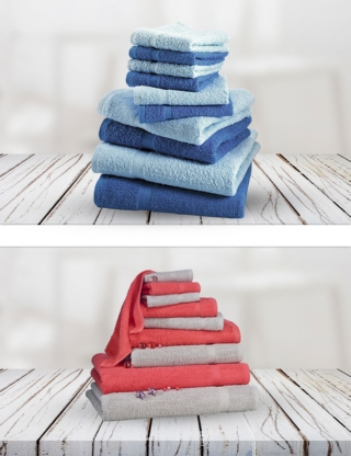 10-teiliges Frottee-Set, superflauschig, royal/blau