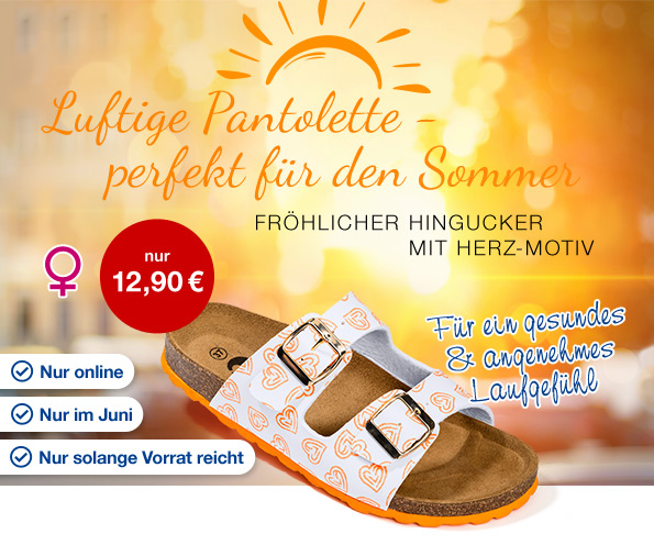 Luftige Pantolette - perfekt für den Sommer - FRÖHLICHER HINGUCKER MIT HERZ-MOTIV